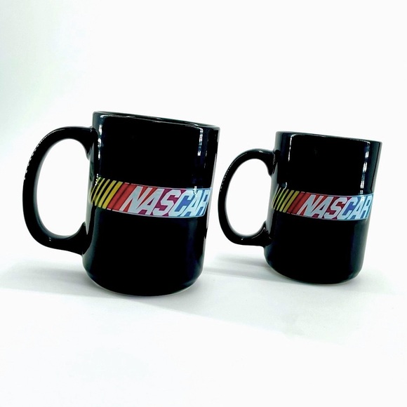 Nascar Other - Vintage Nascar Official Logo Motorsports Racing Black Coffee Mugs Cups Set 2003